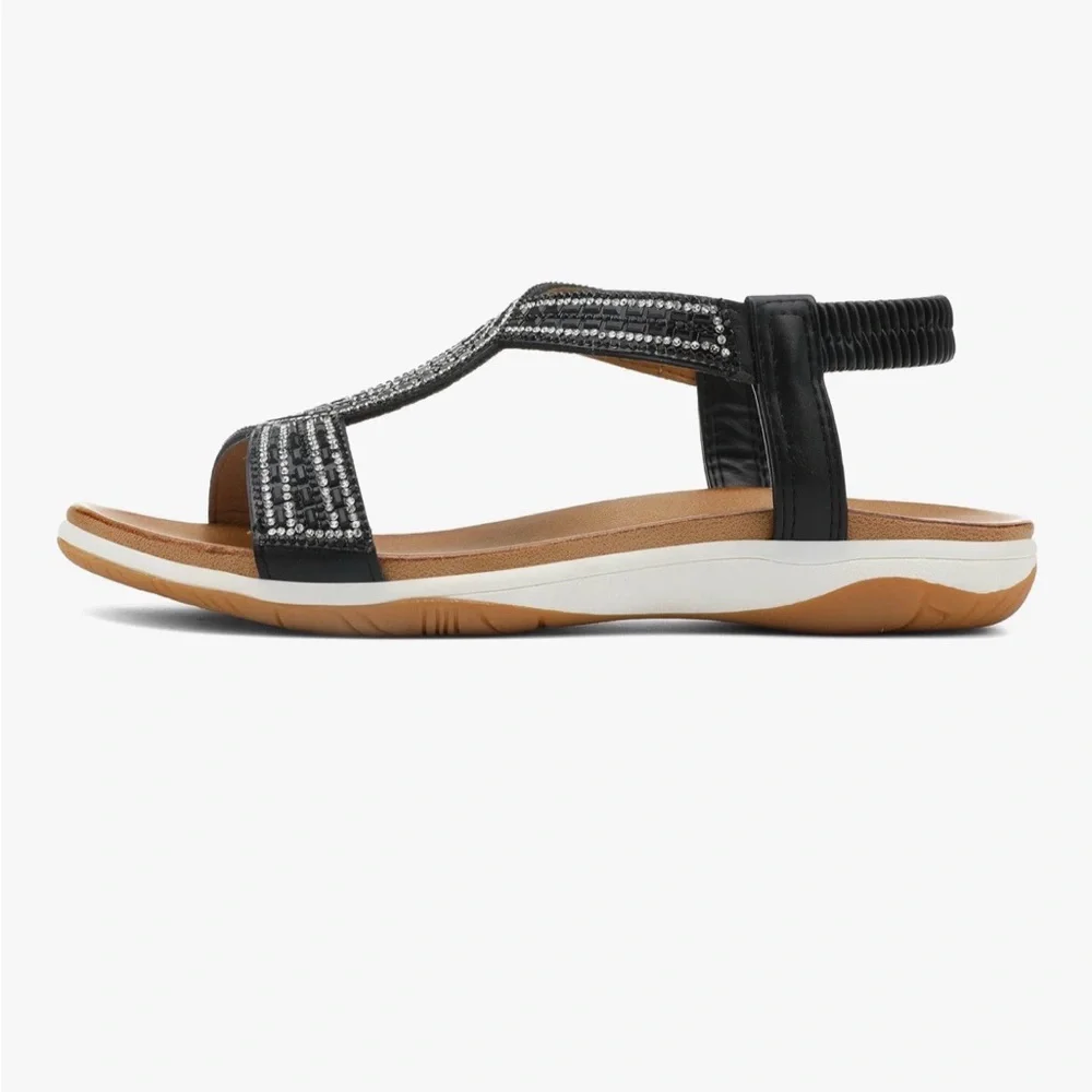 Elegant Black and Silver Women's Sandals - Picture 5 of 5